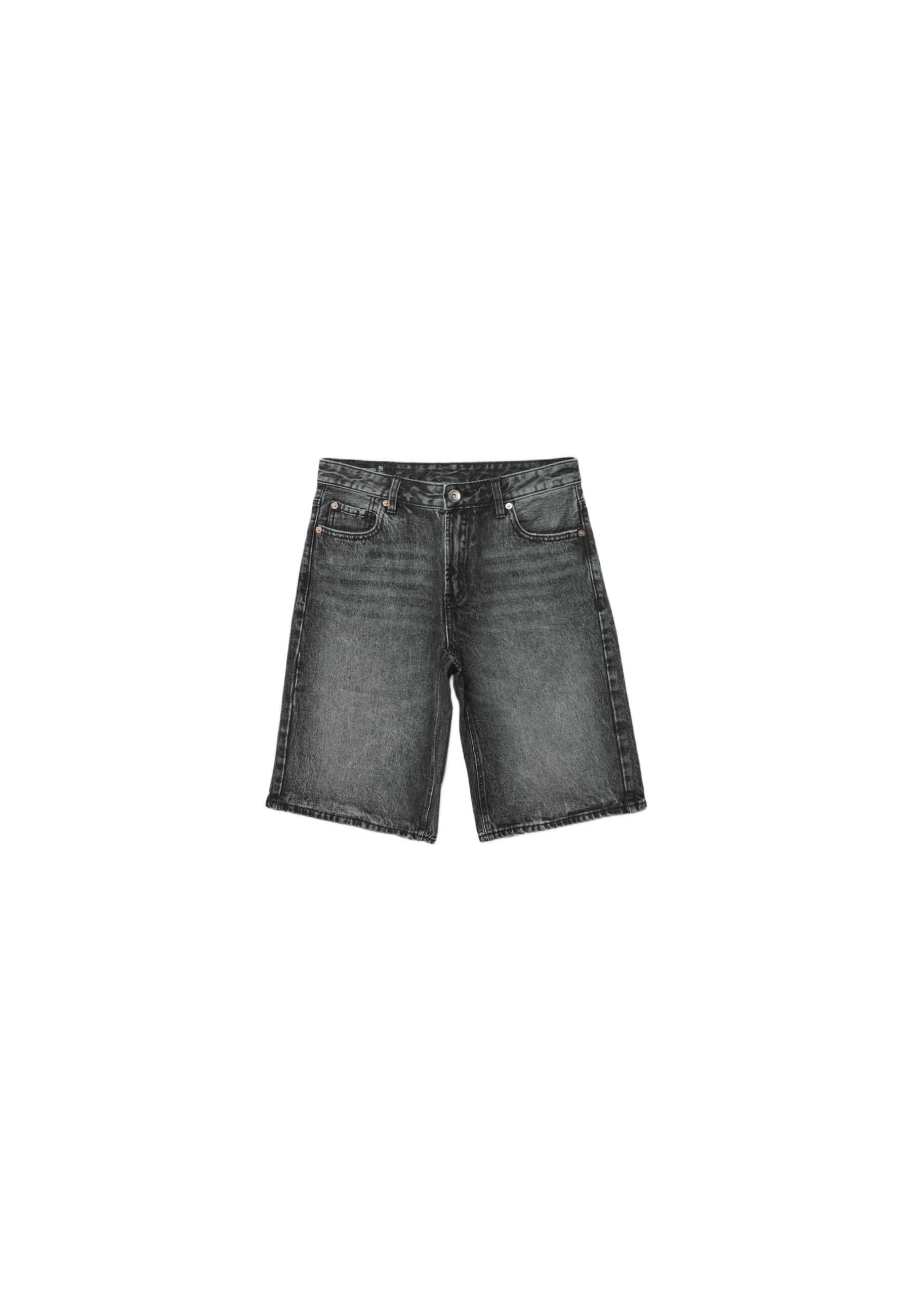 Baggy denim Bermuda shorts — DARK GREY DENIM WASH