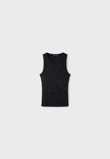 Jewelled racerback top — Black 7