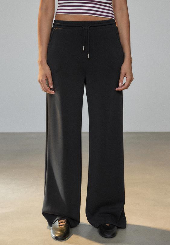 yumusak dokulu palazzo jogger pantolon