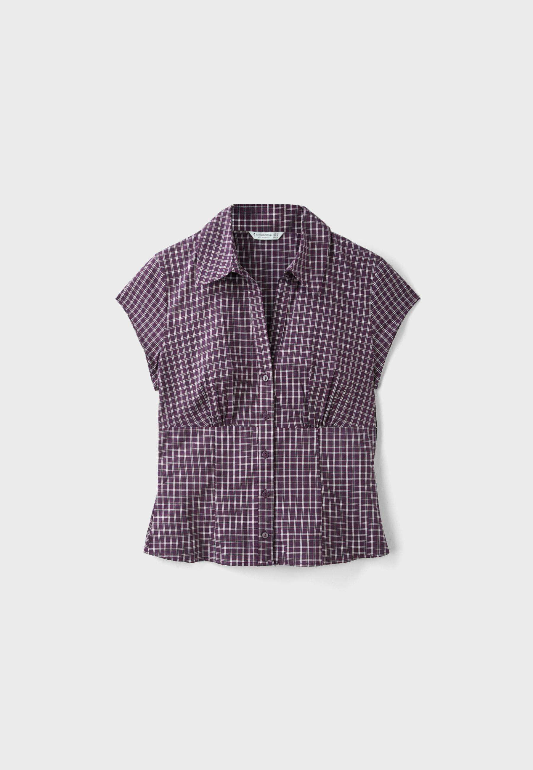 Short sleeve under-bust seam shirt — Purple