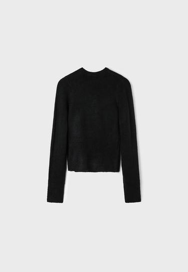 Cross-over button knit cardigan — Black 8