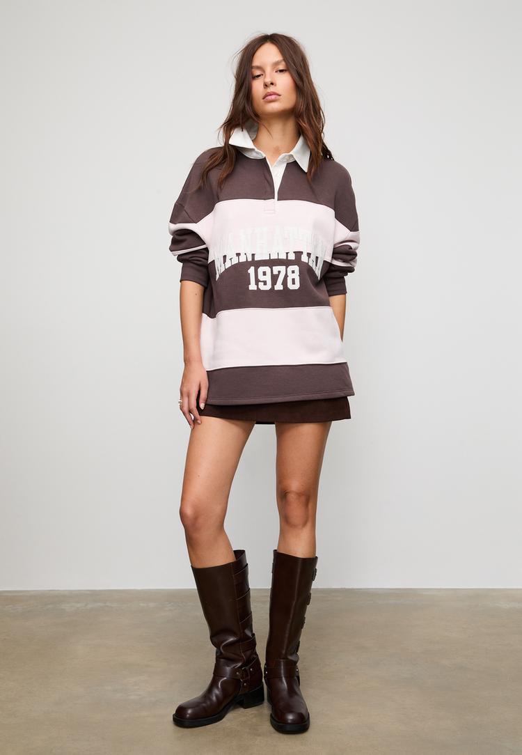 sweater polo met streepjesprint