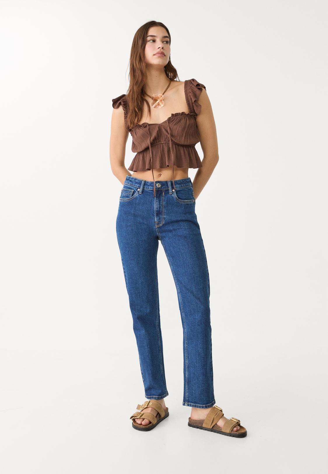 Stradivarius Mom Fit Pantalones Stradivarius Super High Waist High