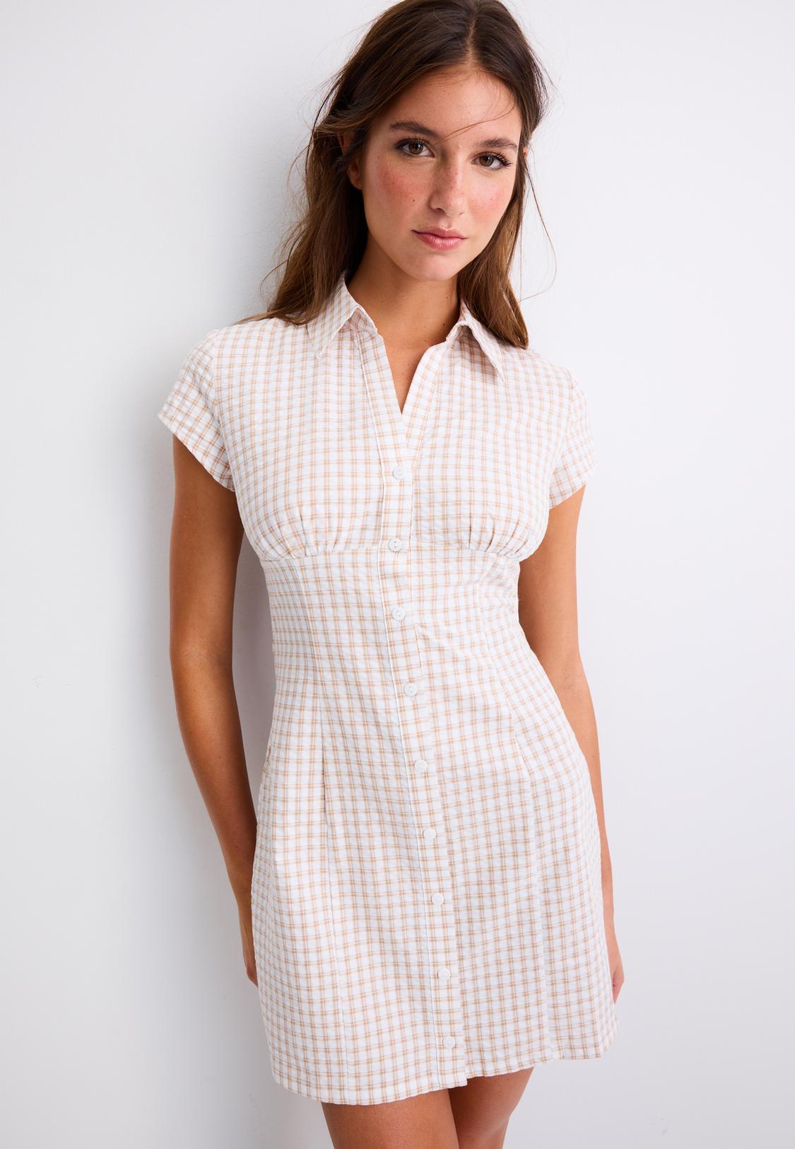 Checked shirt dress - Women's fashion | Stradivarius United States