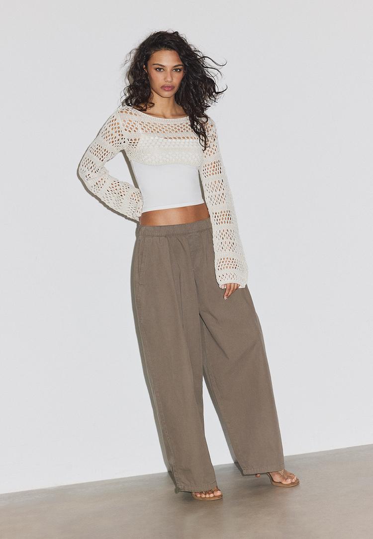 Stradivarius Πλεκτό Μπολερό Εκρού Xs