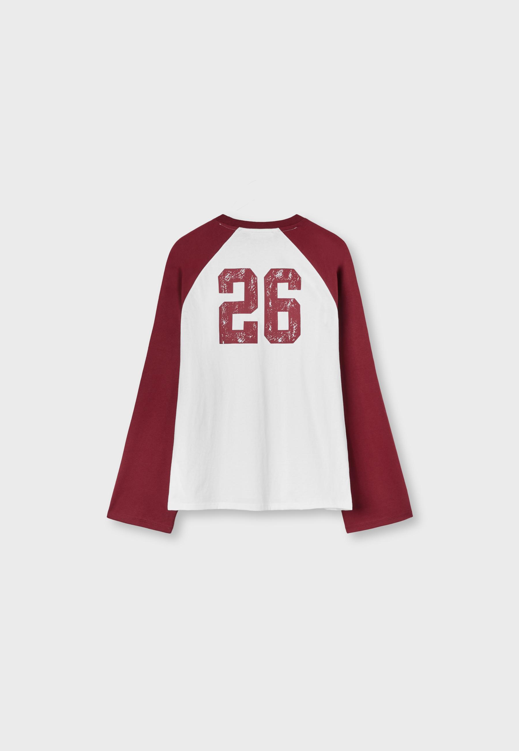 Long sleeve positional raglan T-shirt — Dark red