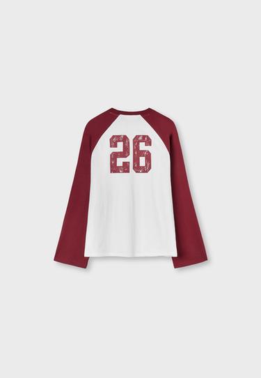 Positional long sleeve raglan T-shirt — Dark red 8