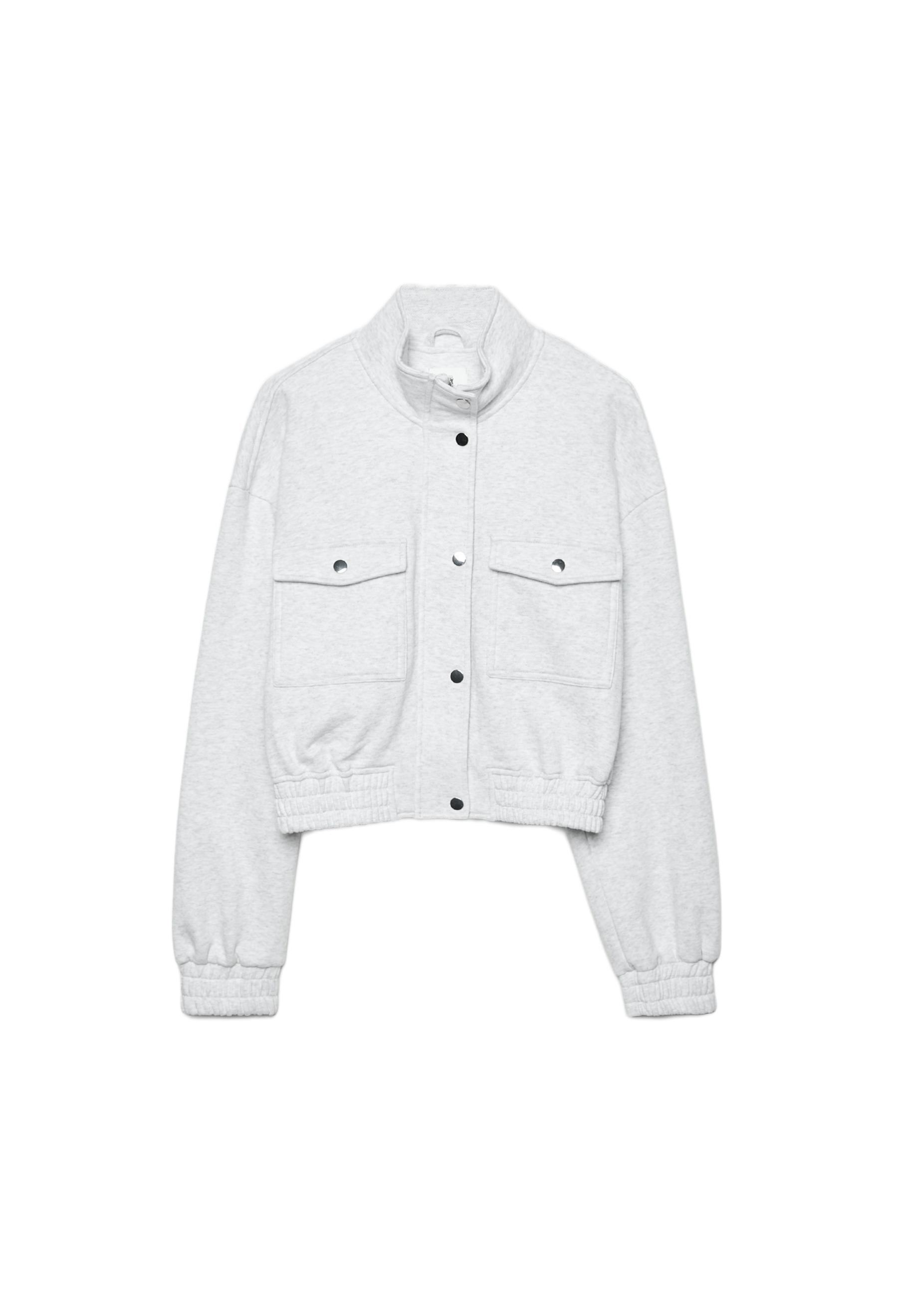 High neck sweatshirt jacket — Grey melange