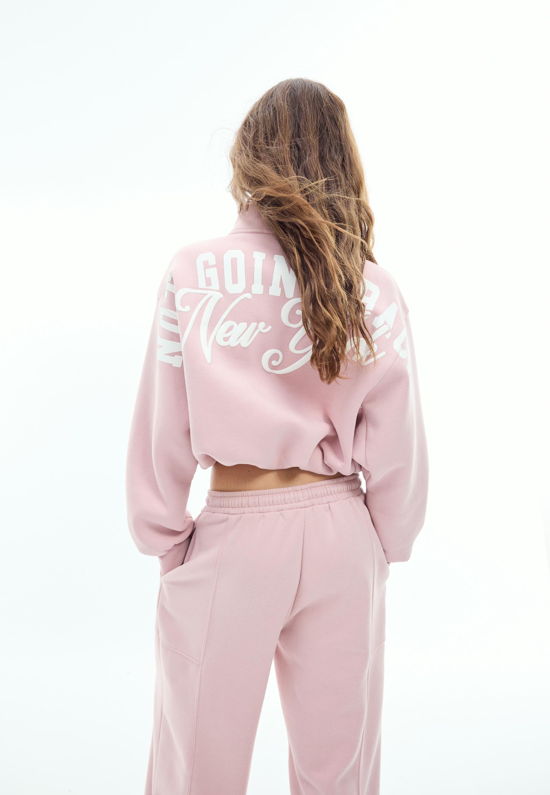 High neck cropped sweatshirt — Dusty rose