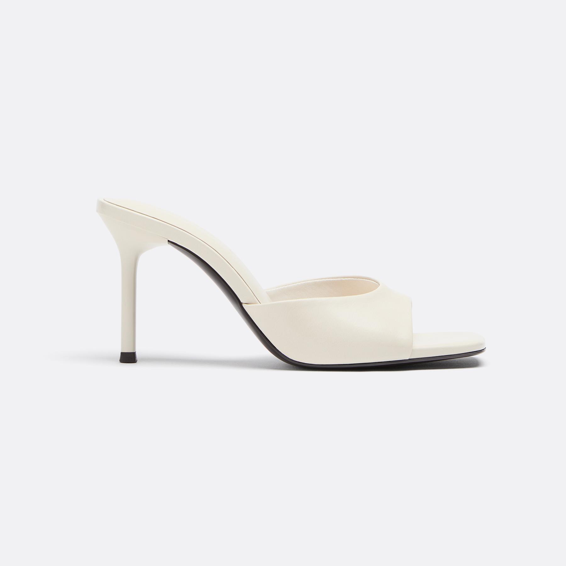 Heeled mule sandals — ECRU