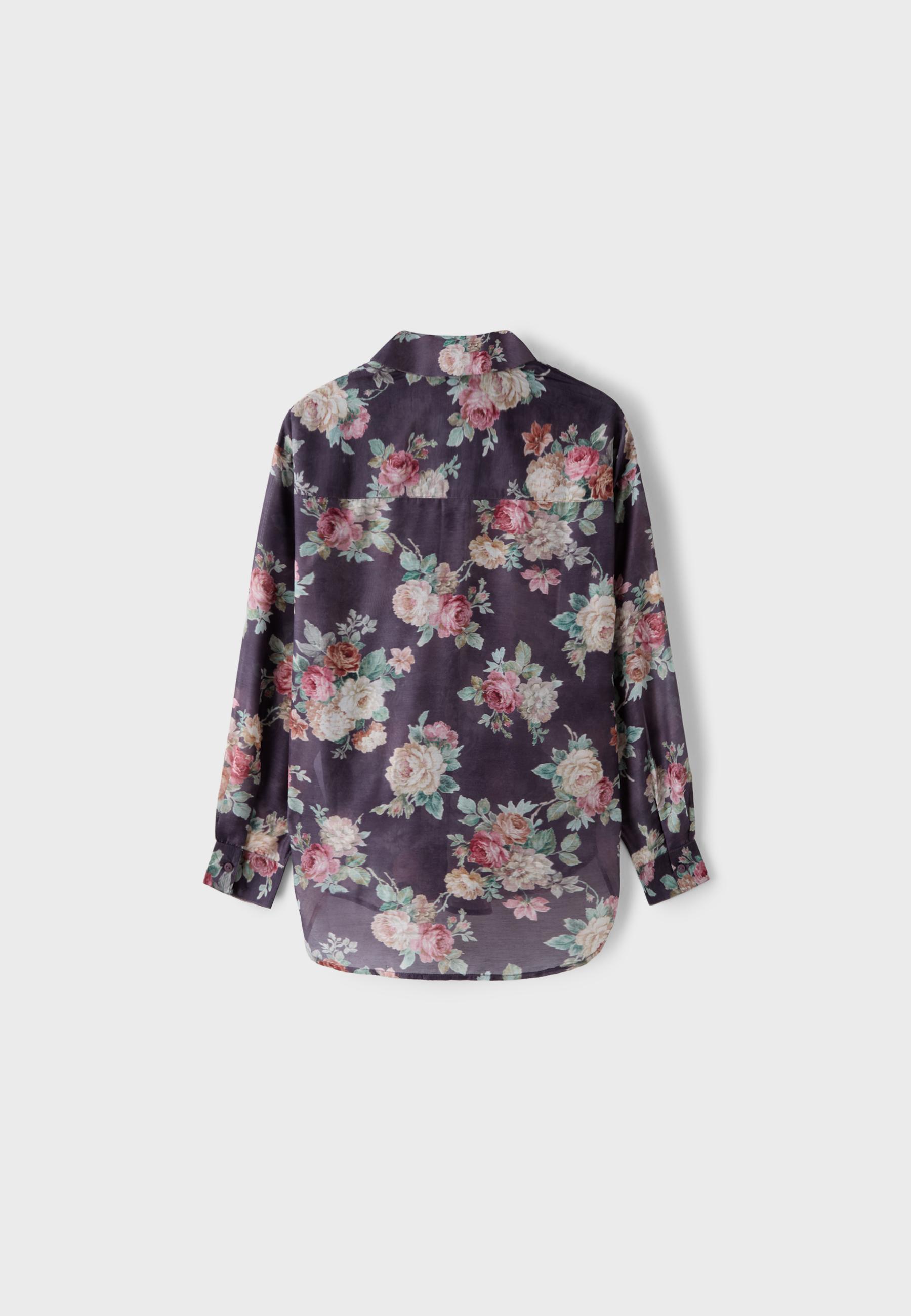 Floral print flowing shirt — Purple