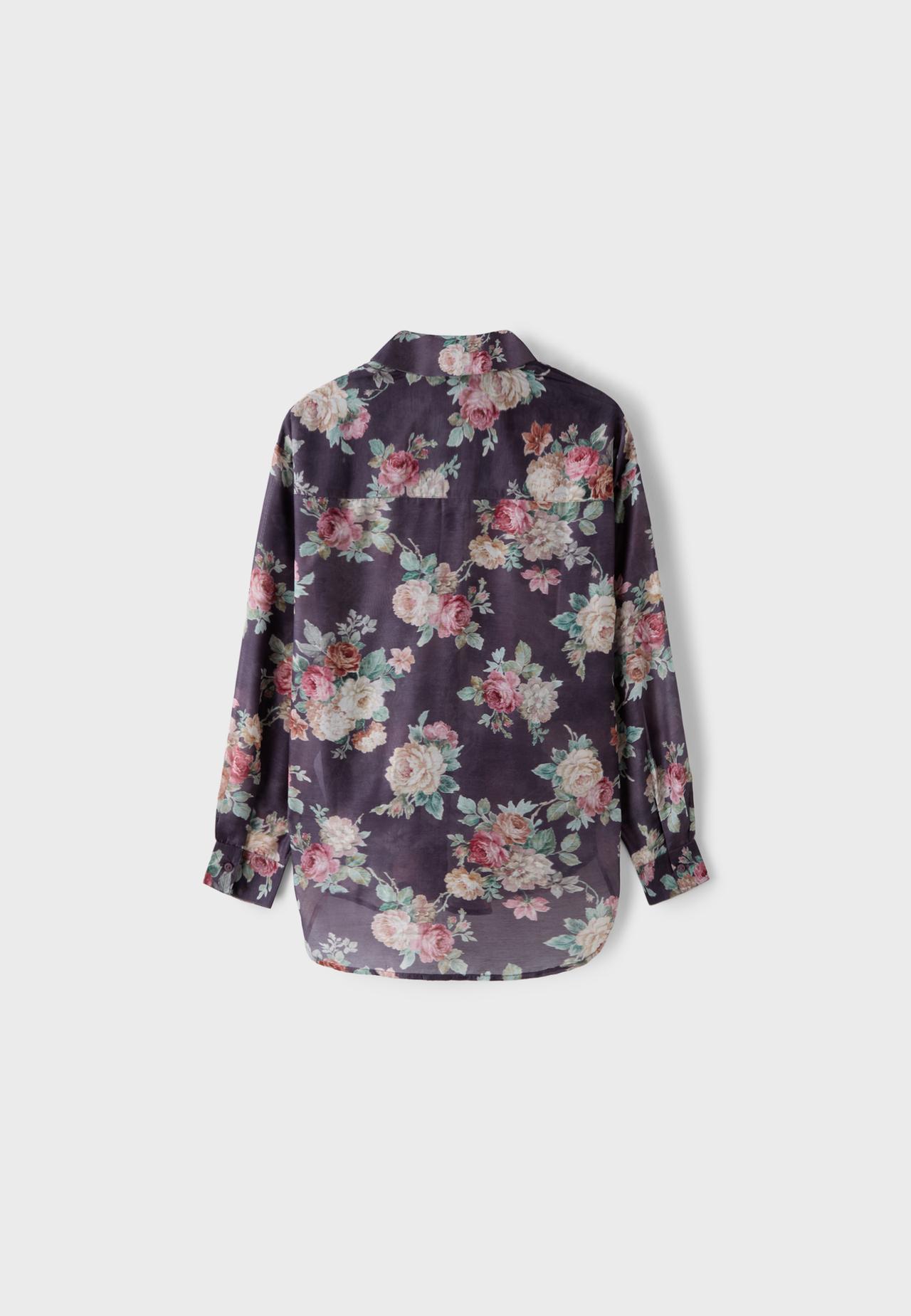 Floral print flowing shirt — Purple