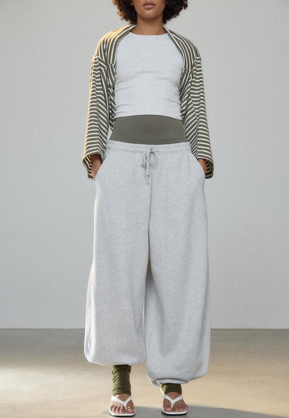 Stradivarius Joggingbroek Met Stoppers En Acid Wash Grijs Melange Xs