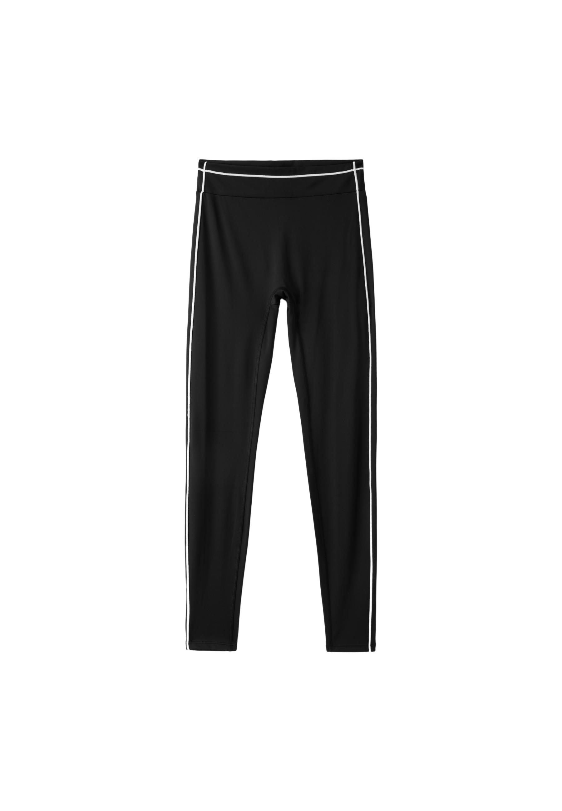 High-waist leggings with piping — Black