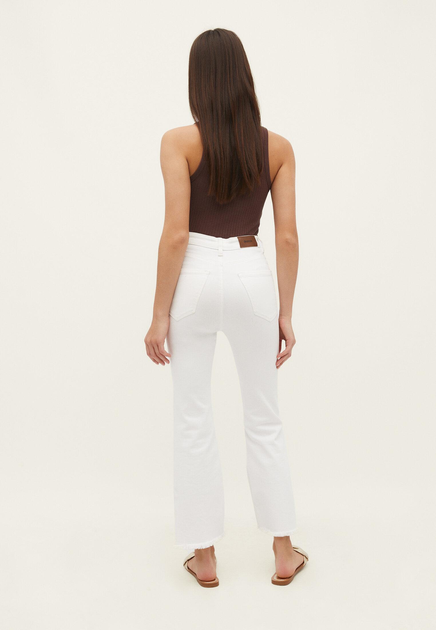 D78 cropped flared jeans — White