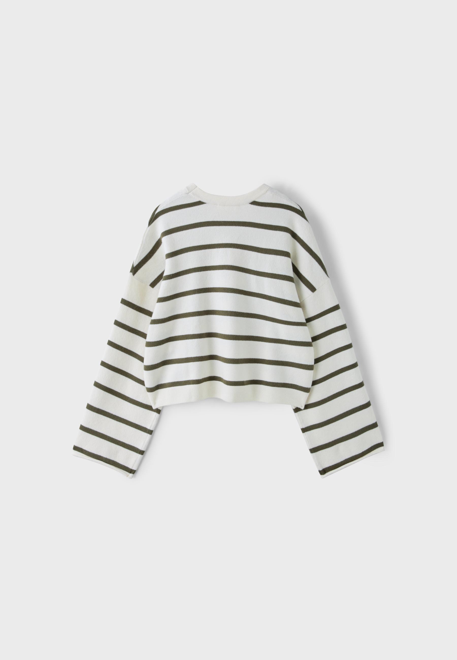 Wide sleeve cropped knit jumper — Vanilla