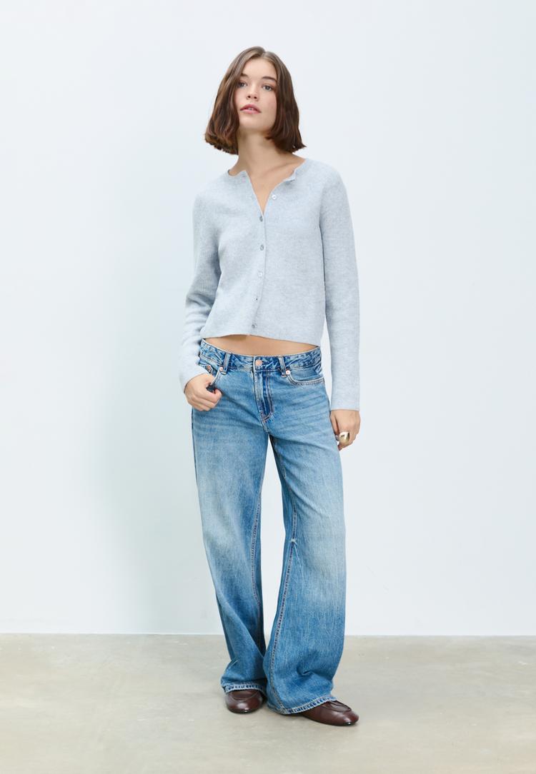 ribbed knit cardigan with buttons