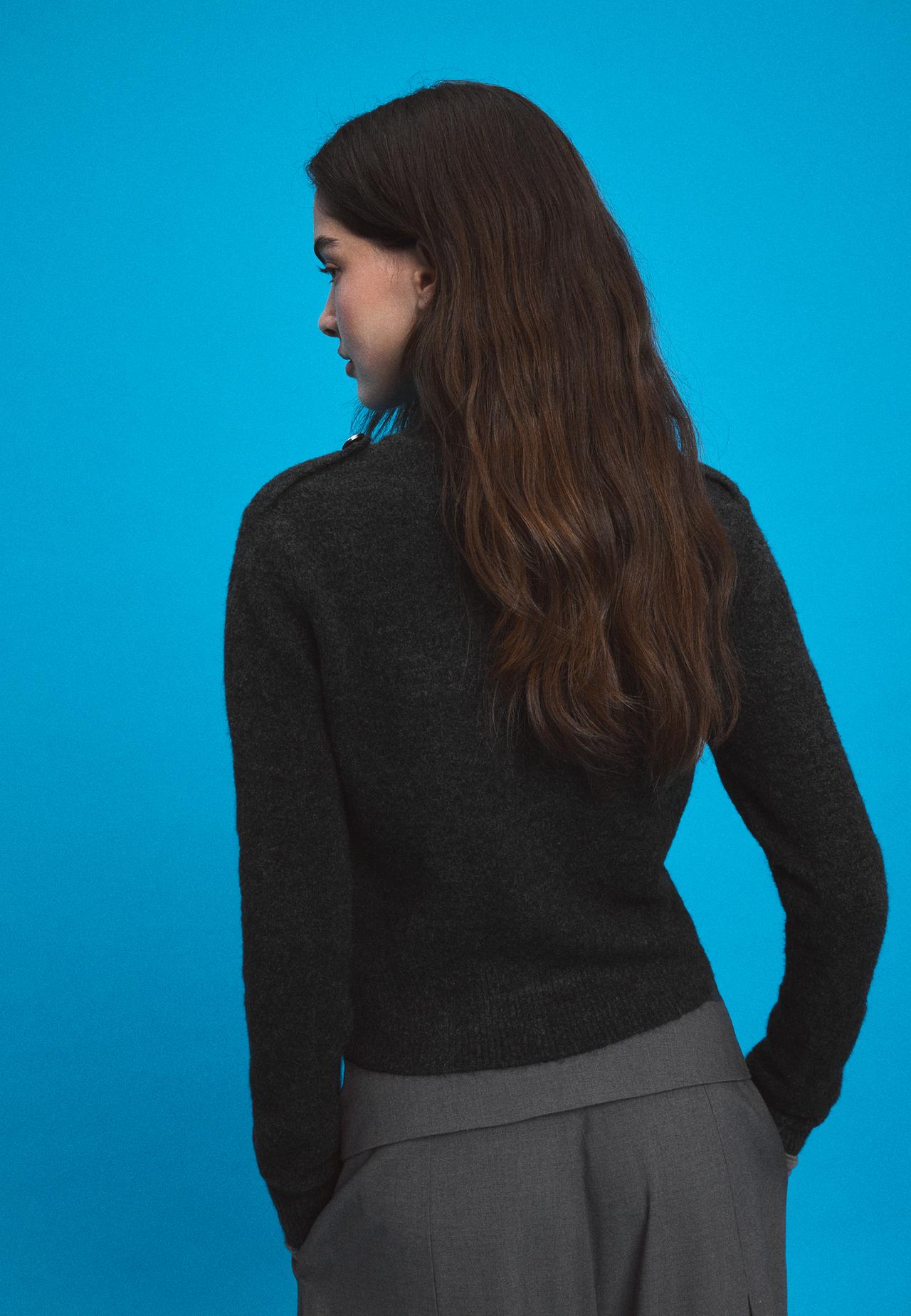 Soft-touch button-up knit cardigan — Dark grey
