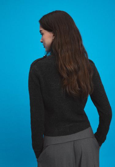 Soft-touch button-up knit cardigan — Dark grey 5