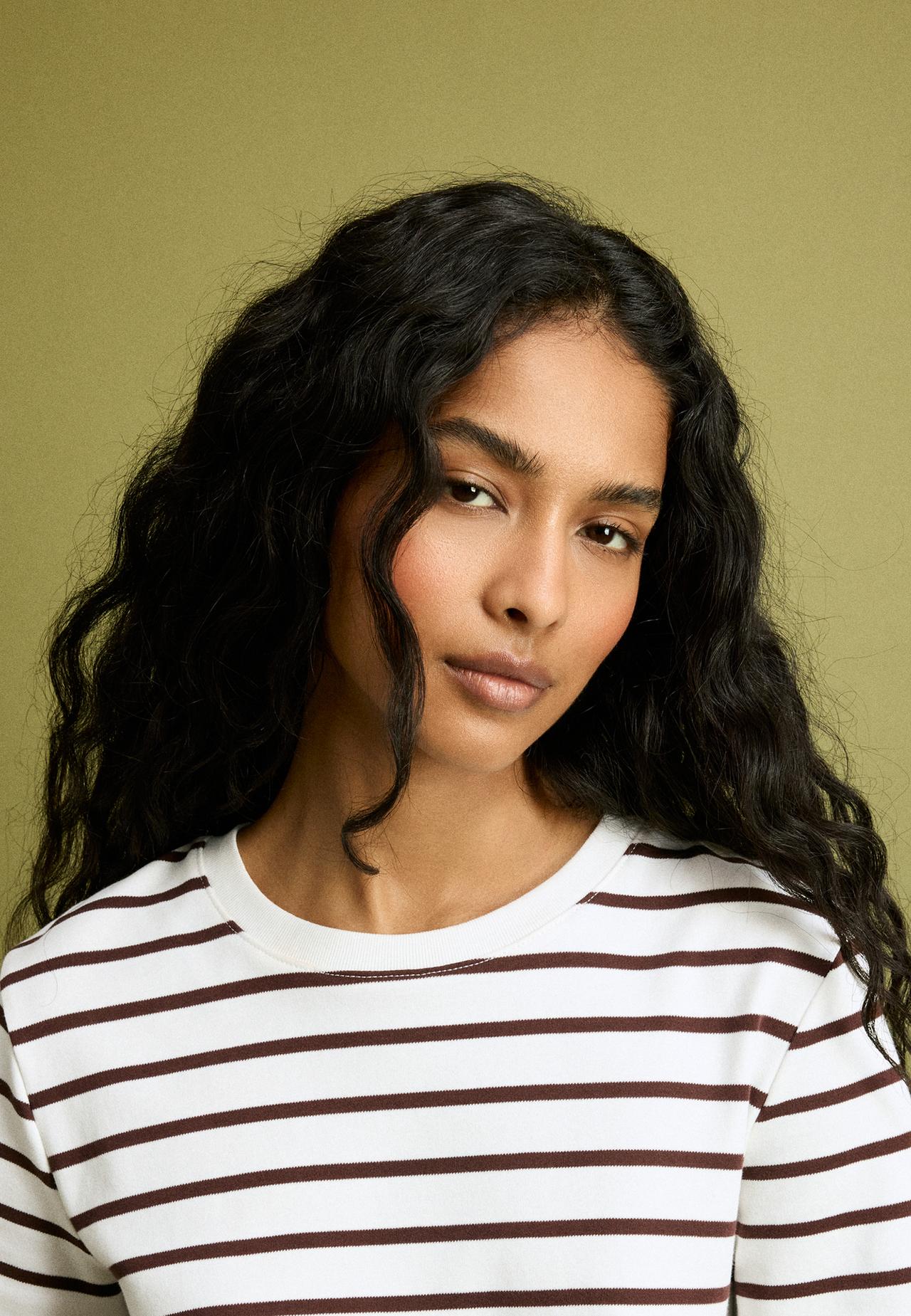 B01 Basic regular fit heavy weight striped T-shirt — Brown