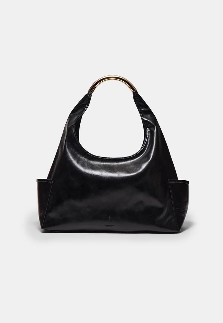 Stradivarius Shoulder bag with metallic handle Black OS (STRADIVARIUS) Stradivarius Shoulder bag with metallic handle Black OS (STRADIVARIUS)