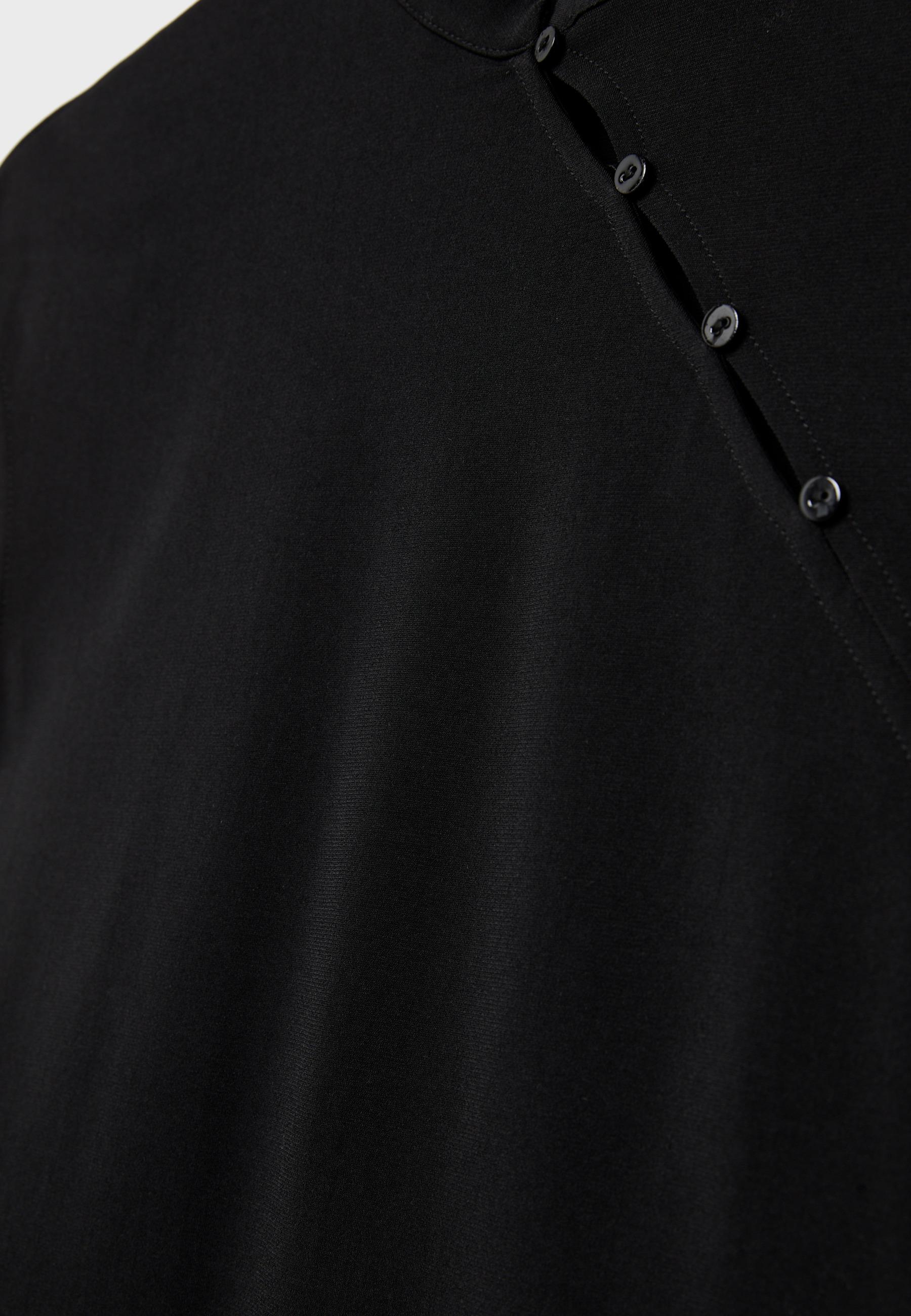 Stand collar short sleeve top — Black