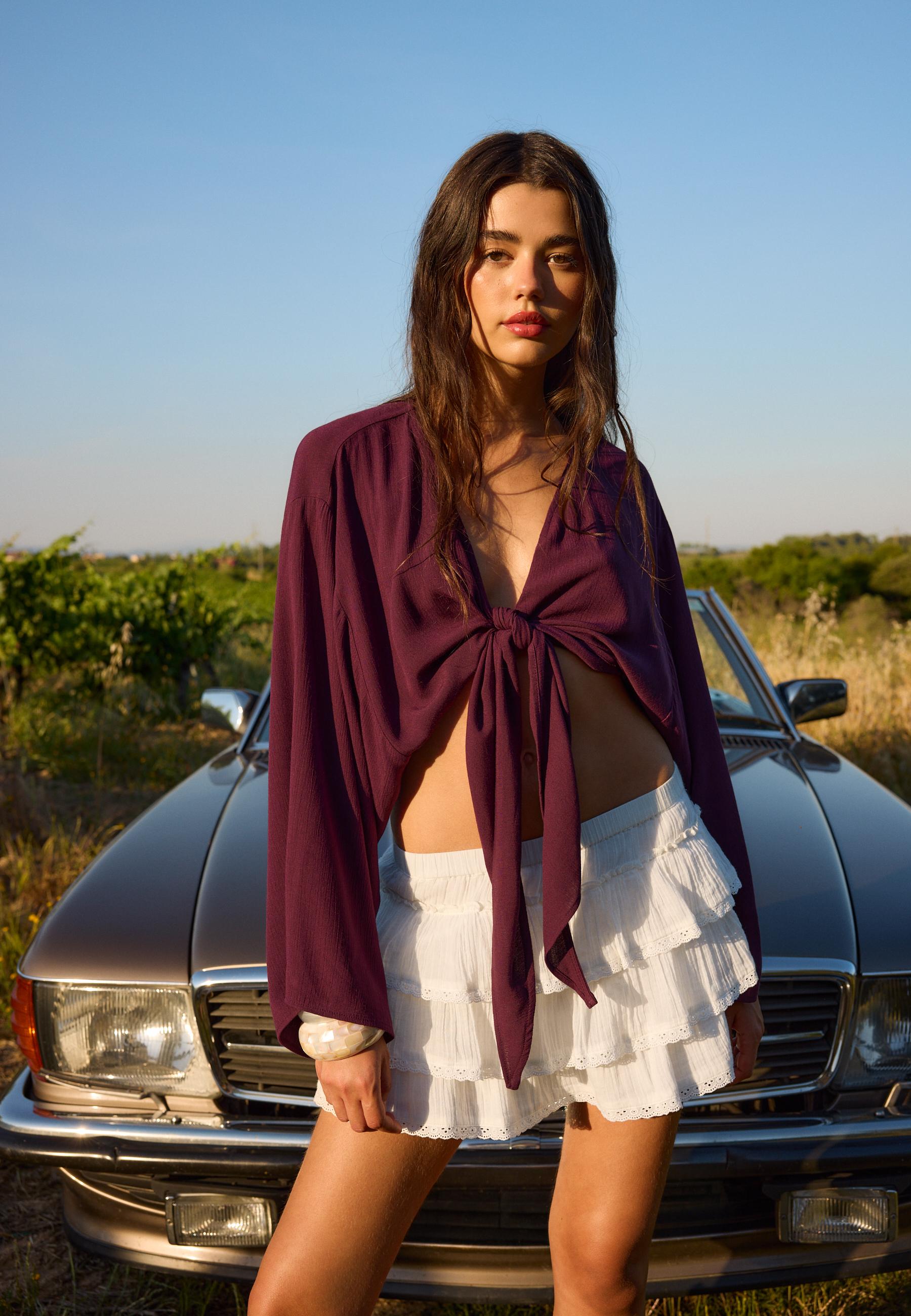 Flowing open blouse — Purple