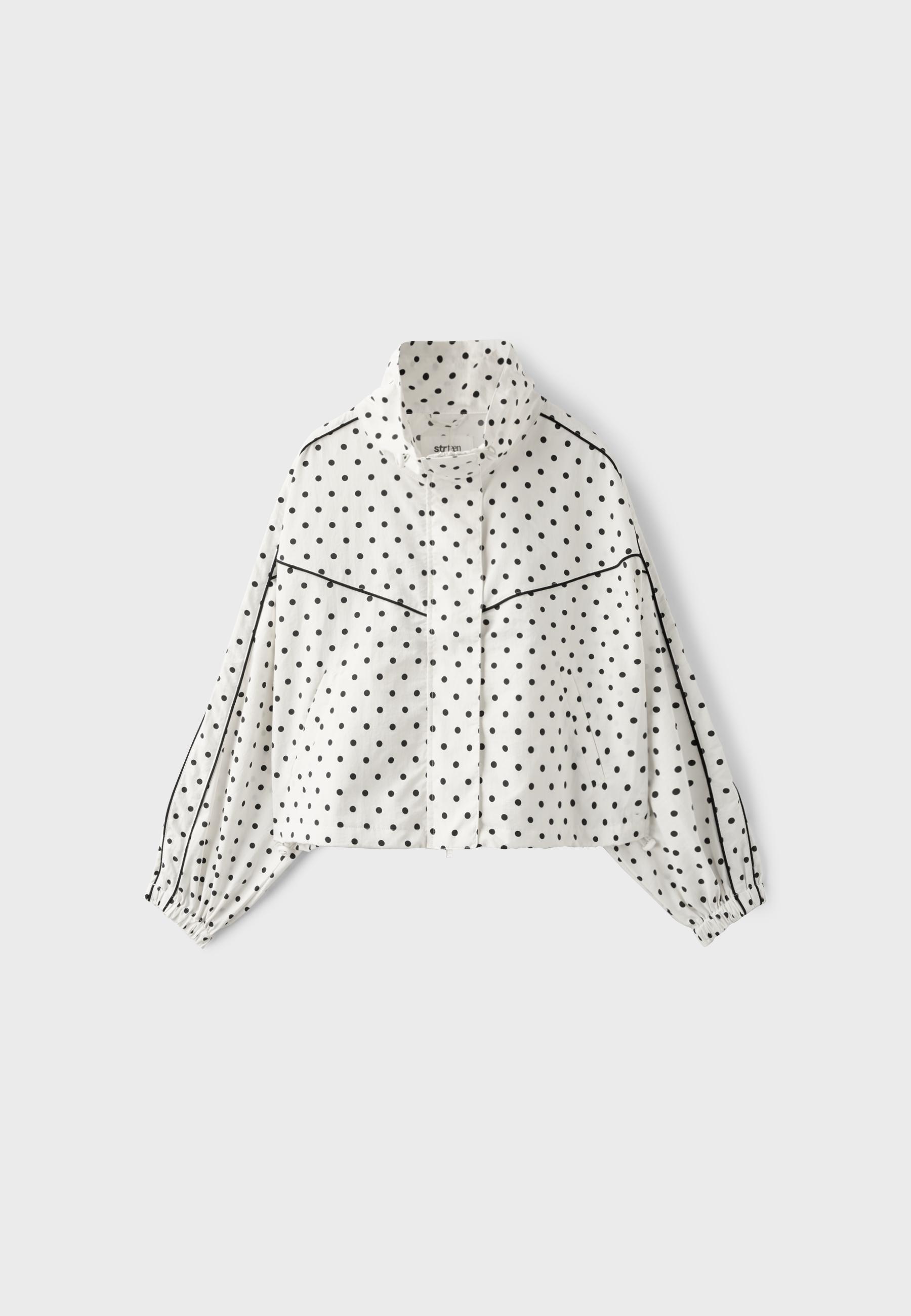 Polka dot cropped windbreaker — Ecru