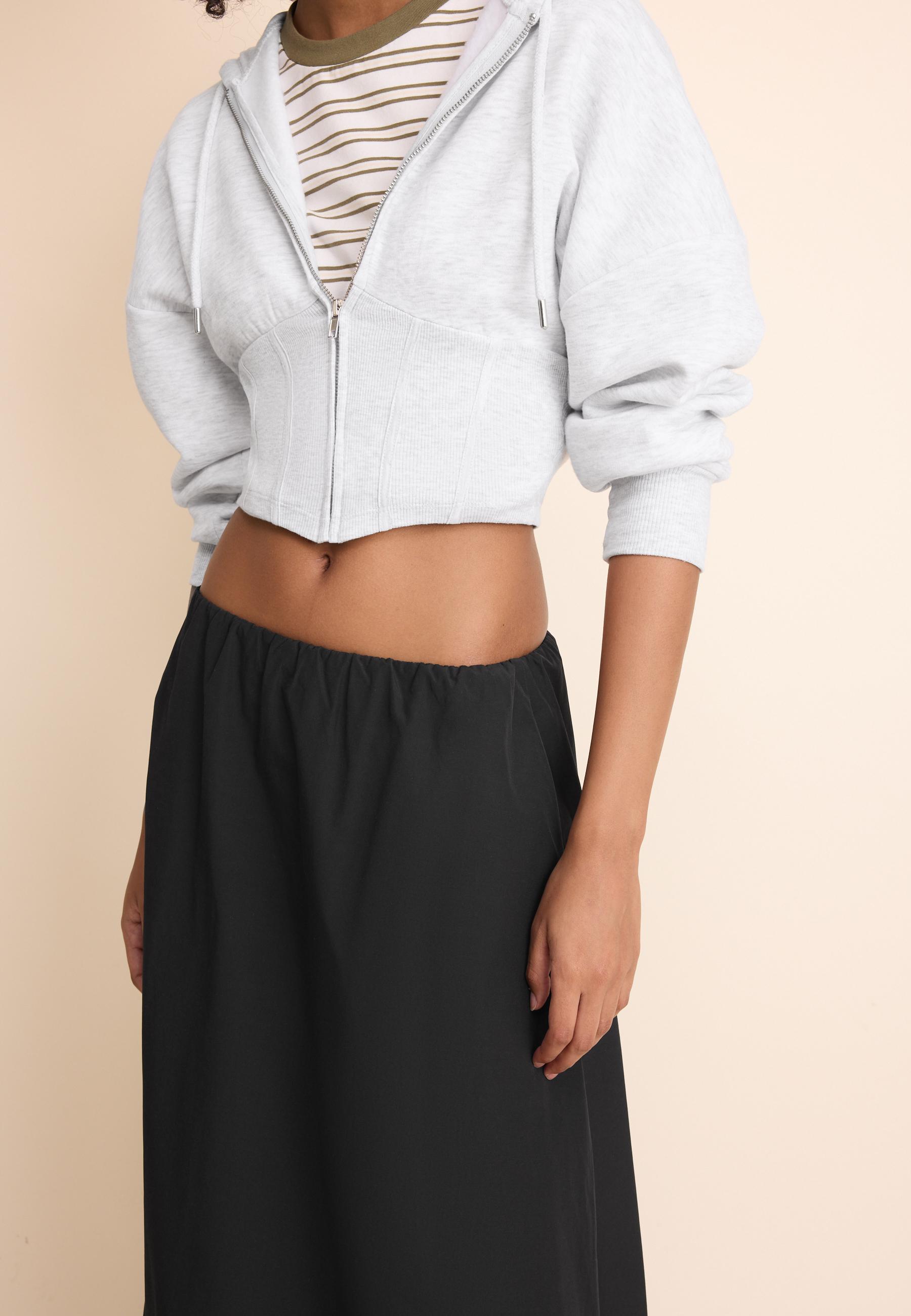 Poplin balloon maxi skirt — Black