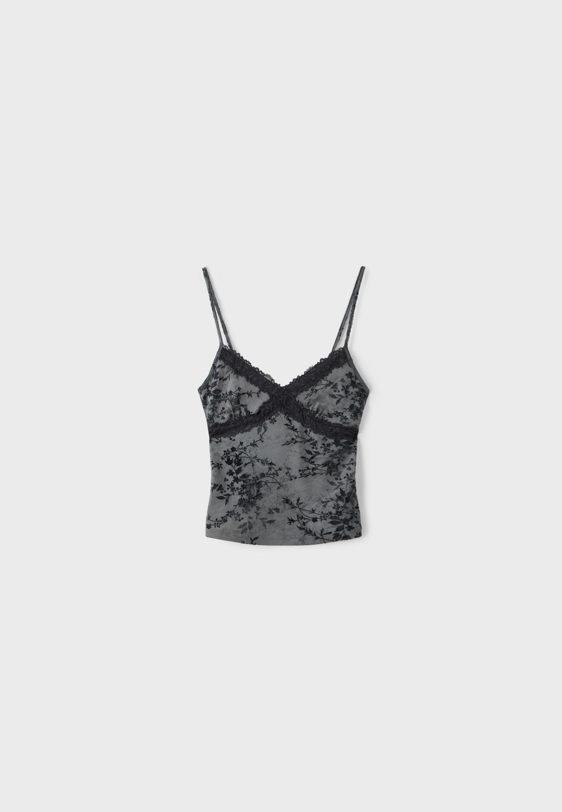 Felted lace fitted top — Dark grey
