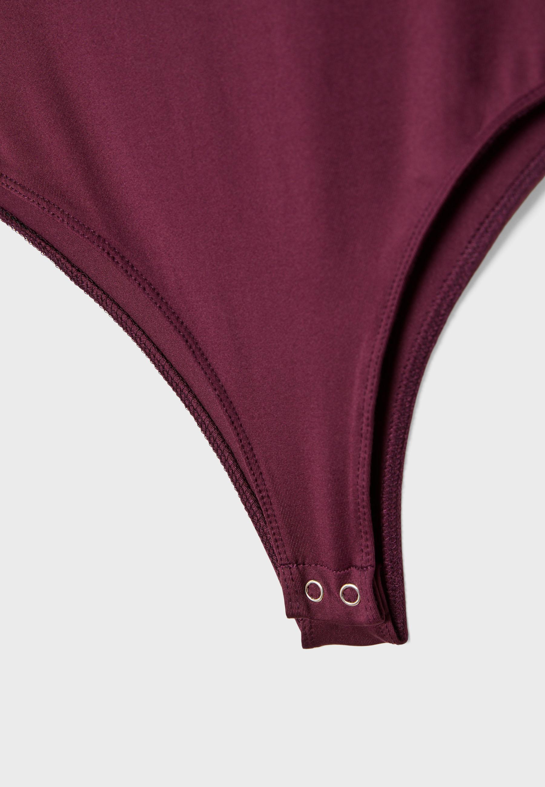 Long sleeve square neck bodysuit — AUBERGINE
