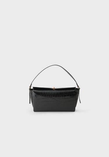 Mock croc shoulder bag — Black 1