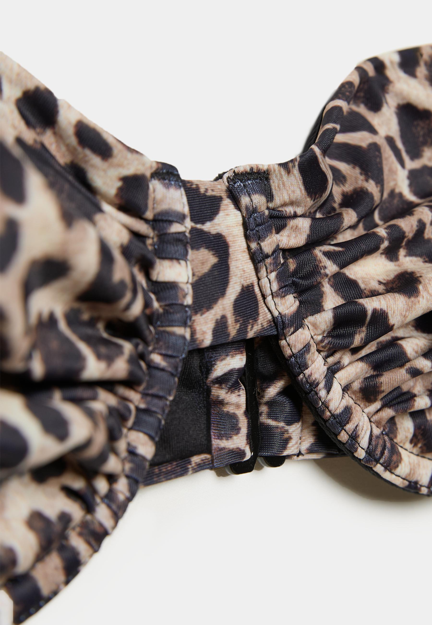 Balconette animal print bikini top — Beige