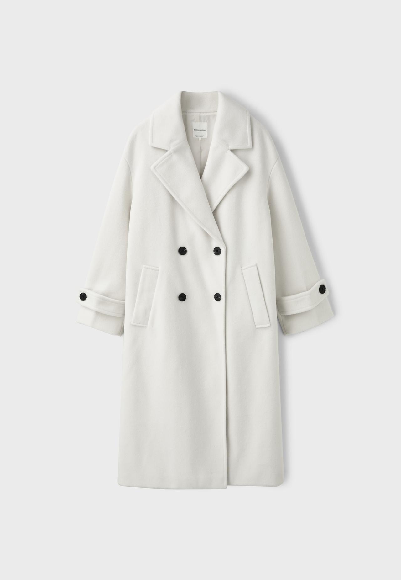 Long oversize soft-touch coat — White