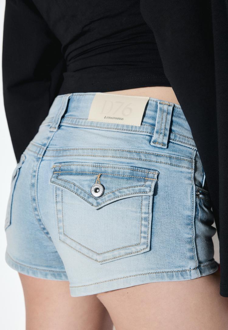 Stradivarius D76 Mini Τζιν Σορτς Γαλάζιο 32 φωτογραφία
