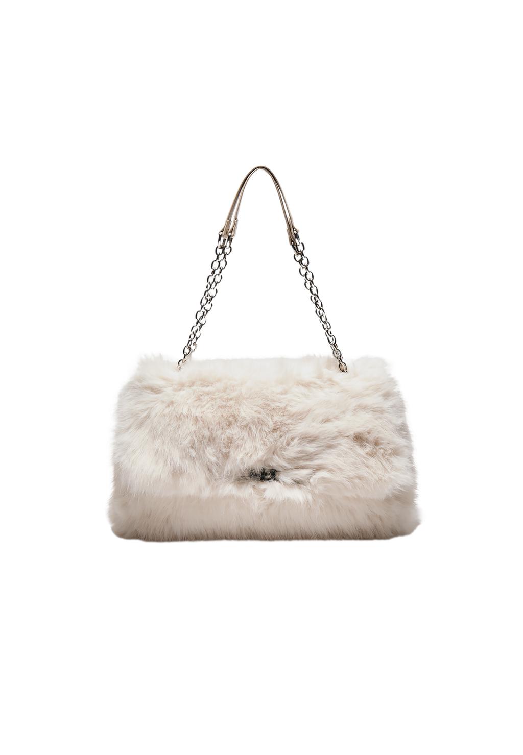 Rectangular faux fur crossbody bag