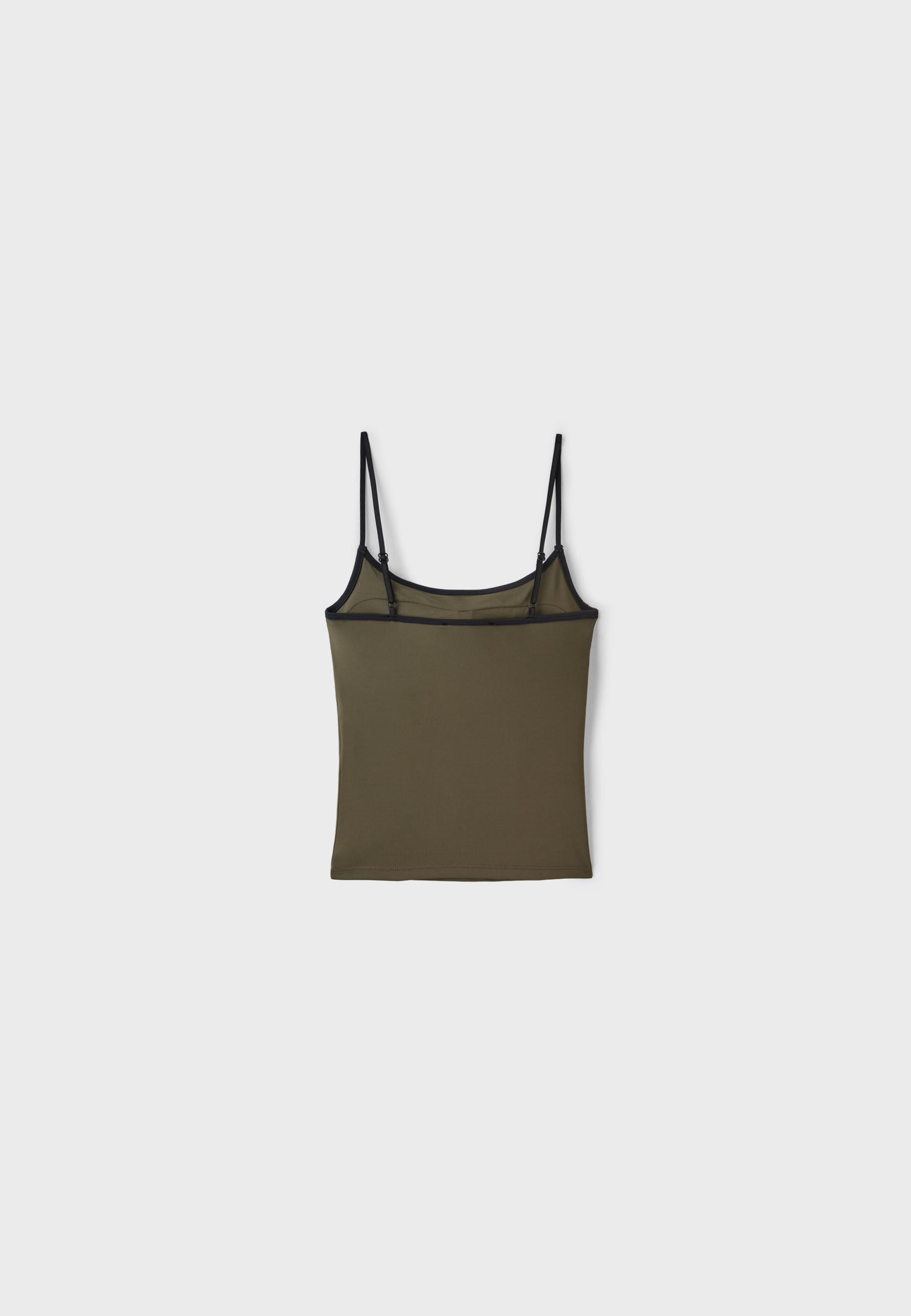 Polyamide strappy top with cups — Khaki