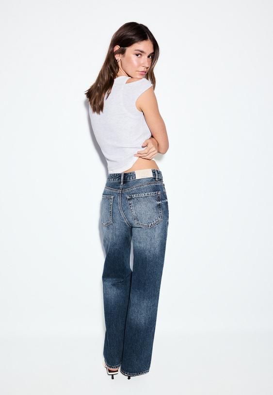 Stradivarius D92 Egyenes Szabású, Bő Szárú Farmernadrág 0-713 40