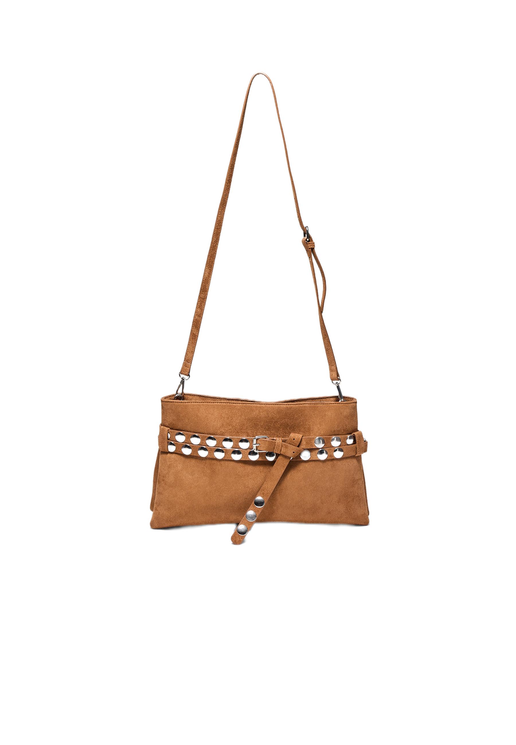 Cross body belt bag with studs — Pale camel