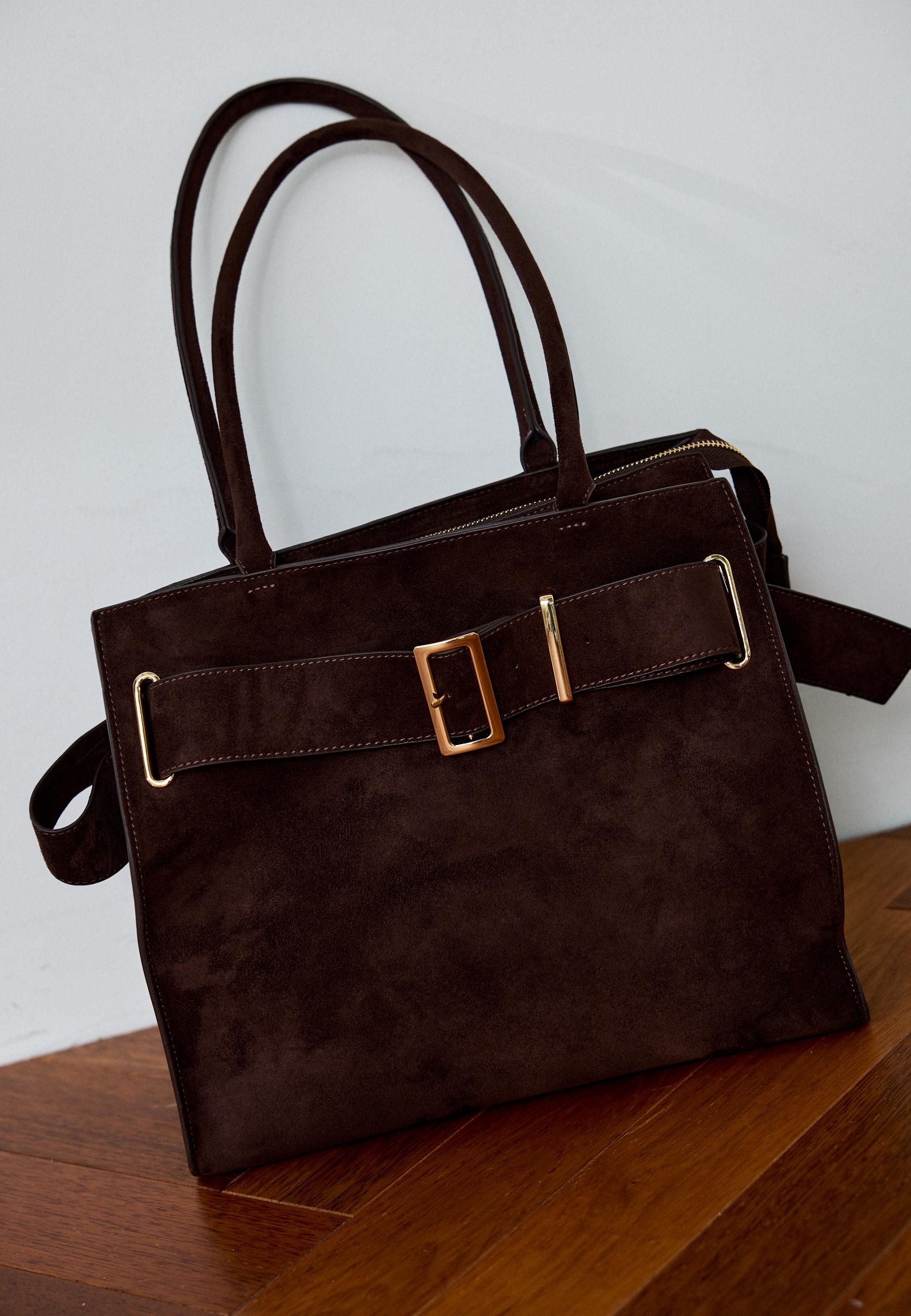City shopper bag with buckle detail — Brown