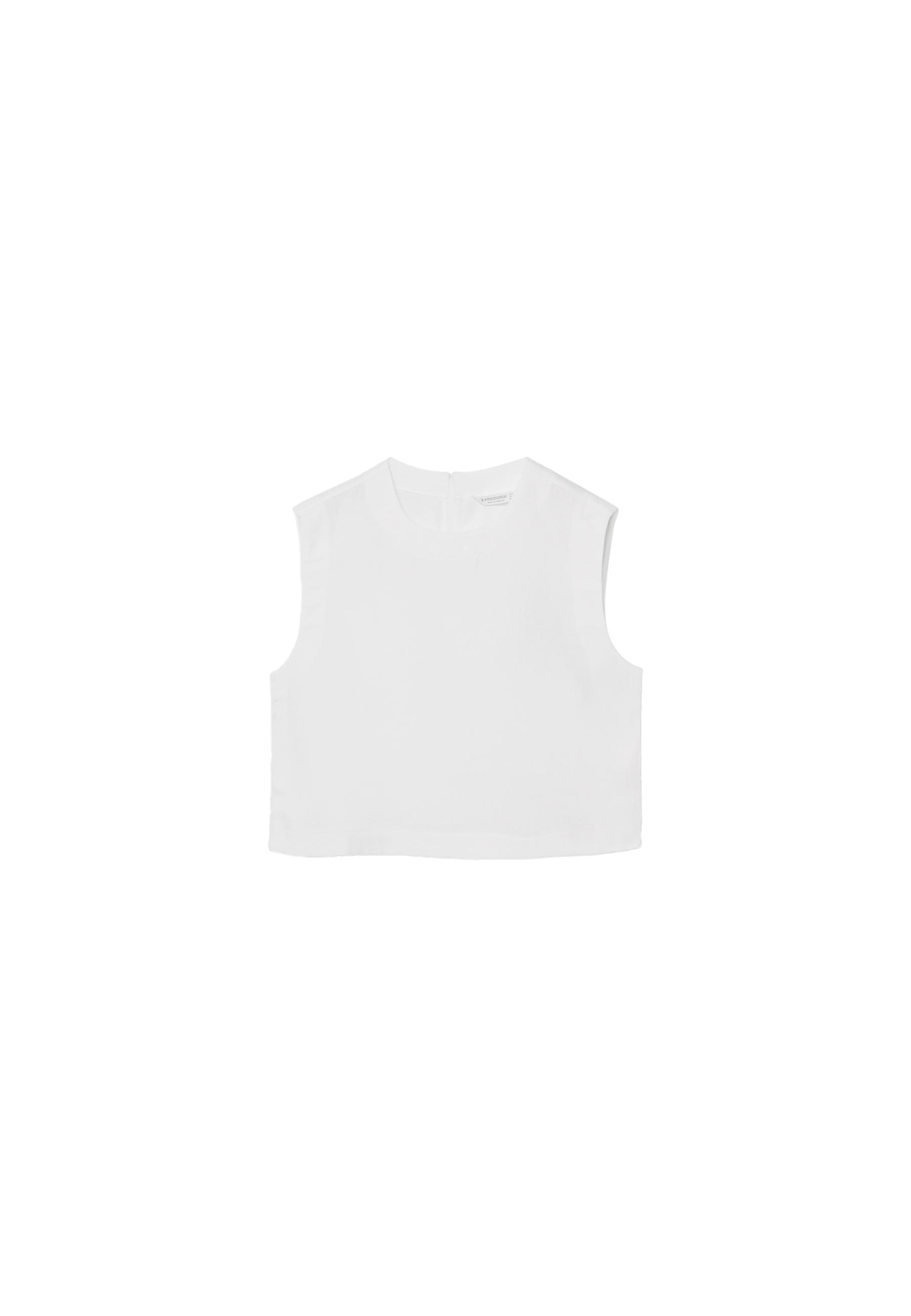 Linen effect racerback top — White