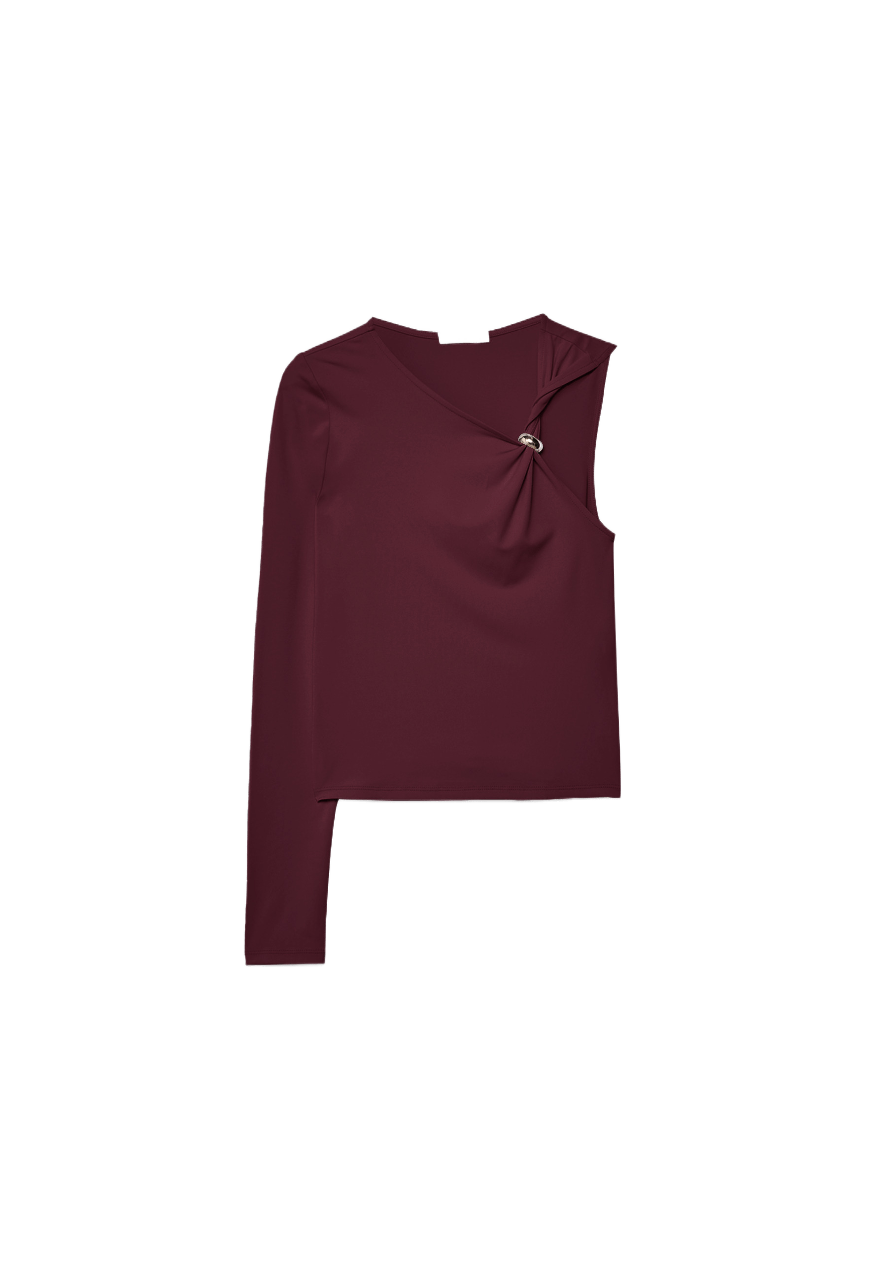Asymmetric T-shirt with metal buckle — Purple