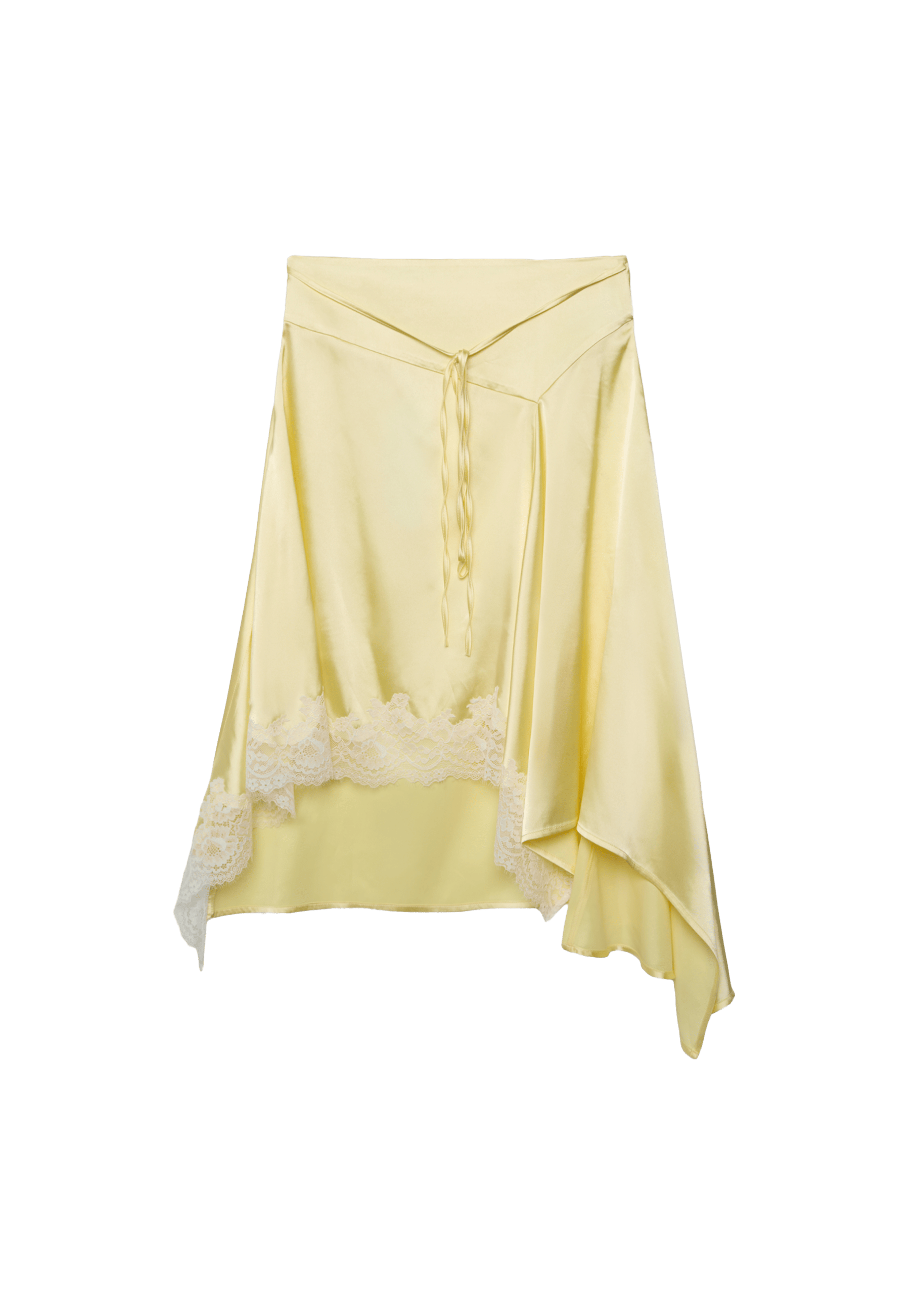 Satin asymmetric midi skirt — Gold