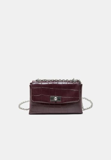 Rigid coconut-effect crossbody bag — Burgundy 1
