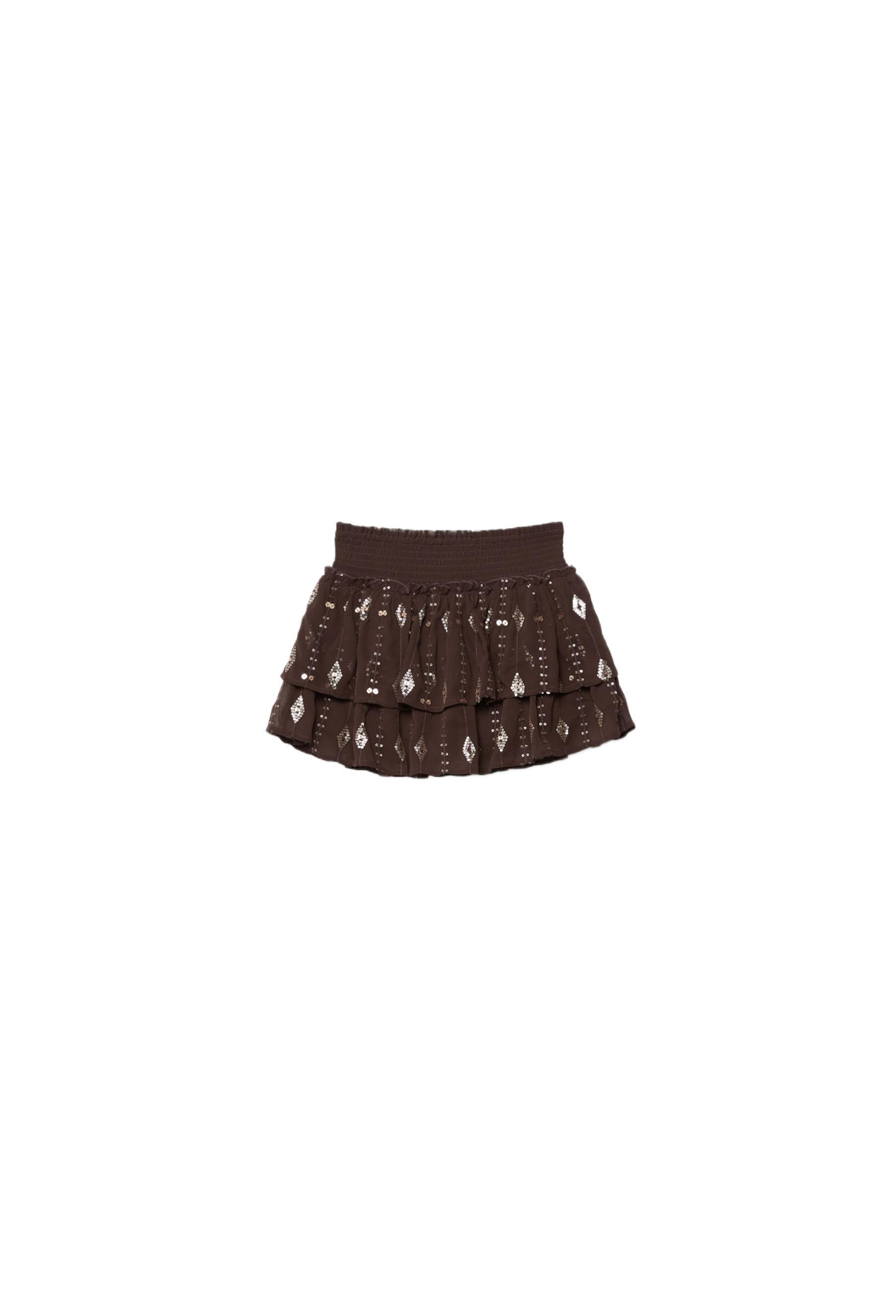 Embroidered mini skirt — Brown