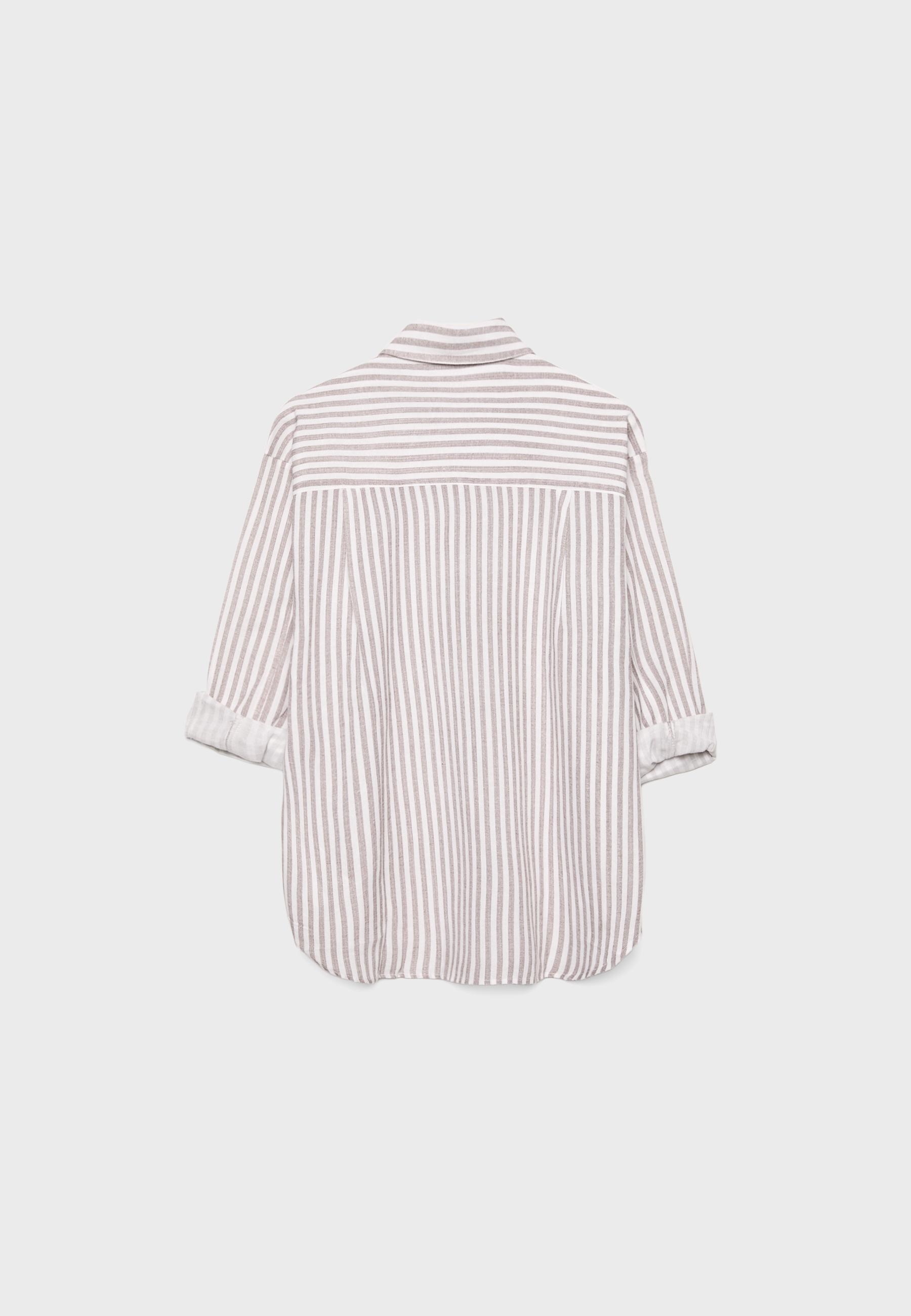 Linen-effect shirt — Brown