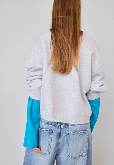Basic V-neck knit jumper — Grey melange 5