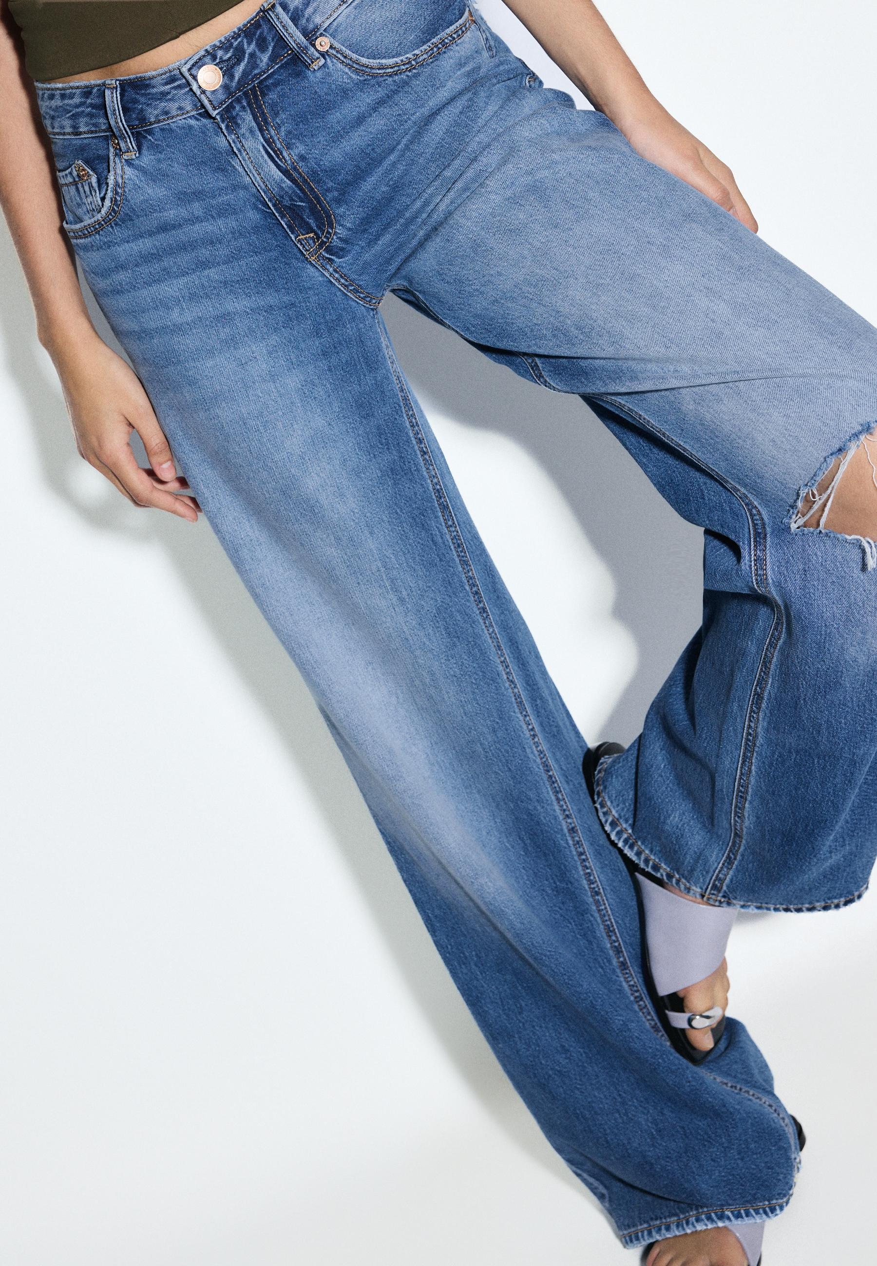 D91 düşük bel geniş paça jean - Görsel 4