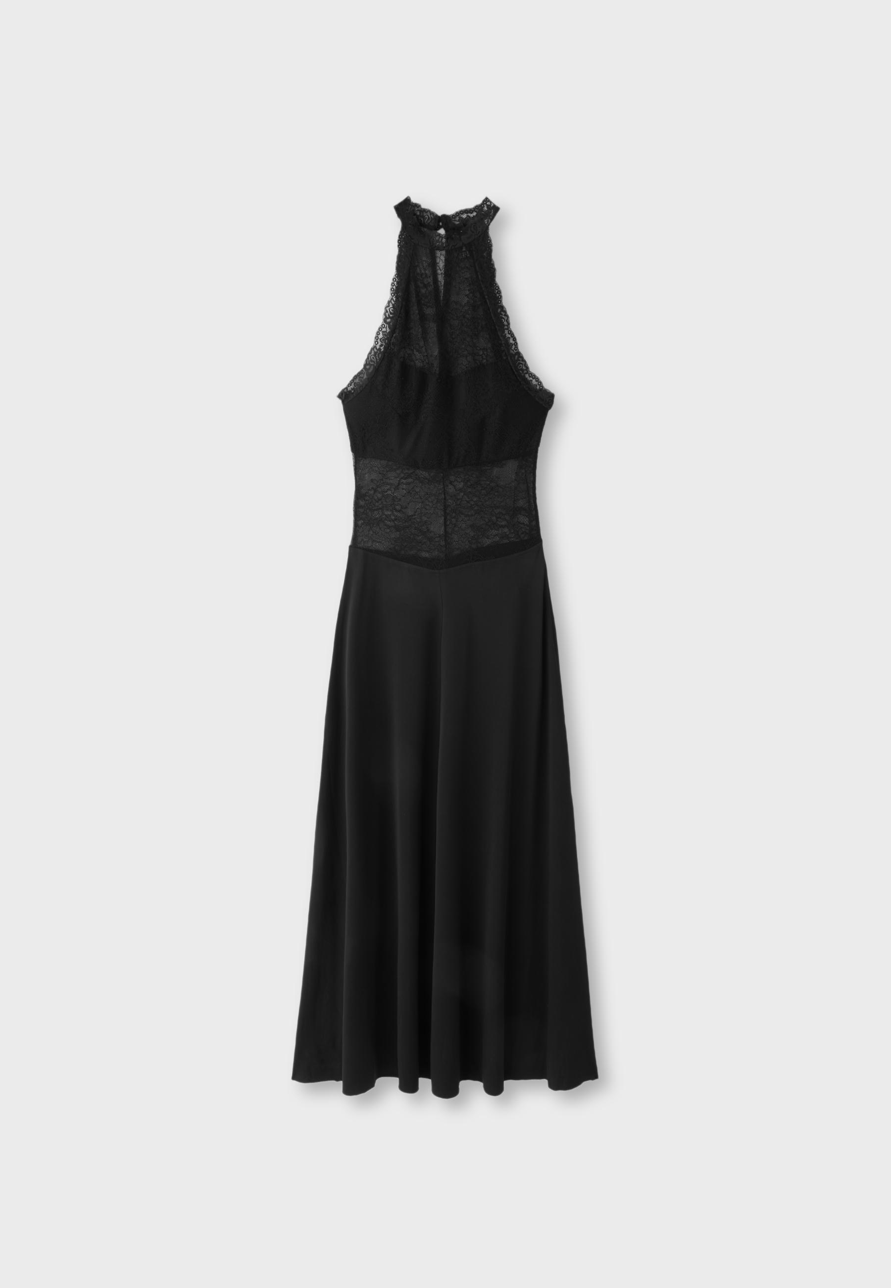 Vestido midi halter encaje