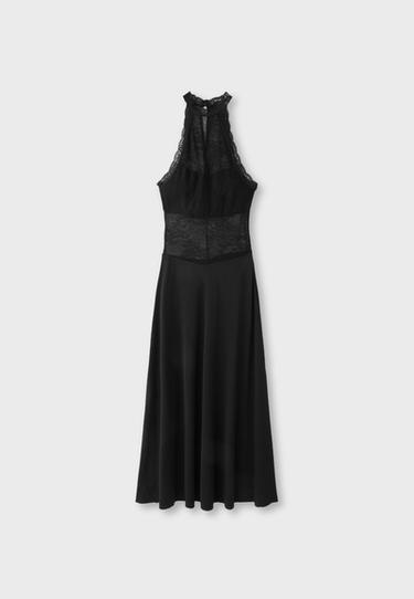 Lace halter midi dress — Black 7